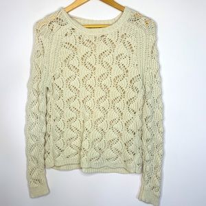 INHABIT %100 Cashmere Cream Cable Knit Sweater